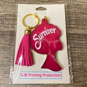 SJB Custom Resin "SURVIVOR" Keychain with Tassel Pink White